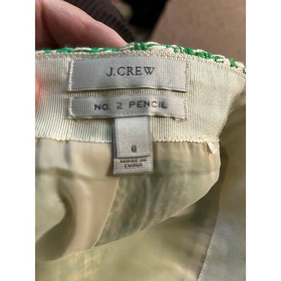 J.Crew No. 2 Pencil Skirt Size 6 Green White Tweed Career Workwear - Picture 6 of 9
